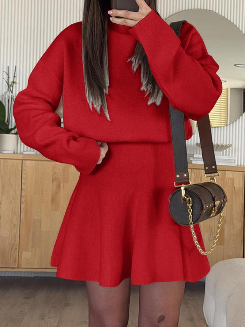 Chic Women's Loose-Fitting Half-High Neck Knit Dress - Perfect for Fall & Winter Casual Style