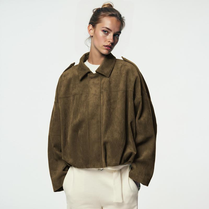 Chic Women's Winter Vintage Zipper Jacket - Cozy Collared Outerwear for Every Occasion