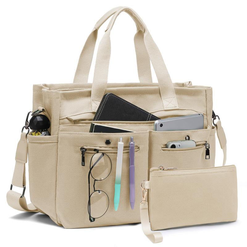 Set of 2 Large Canvas Tote Bags for Women - Versatile Crossbody Shoulder Hobo Messenger Handbags for Work, Travel, and Gym