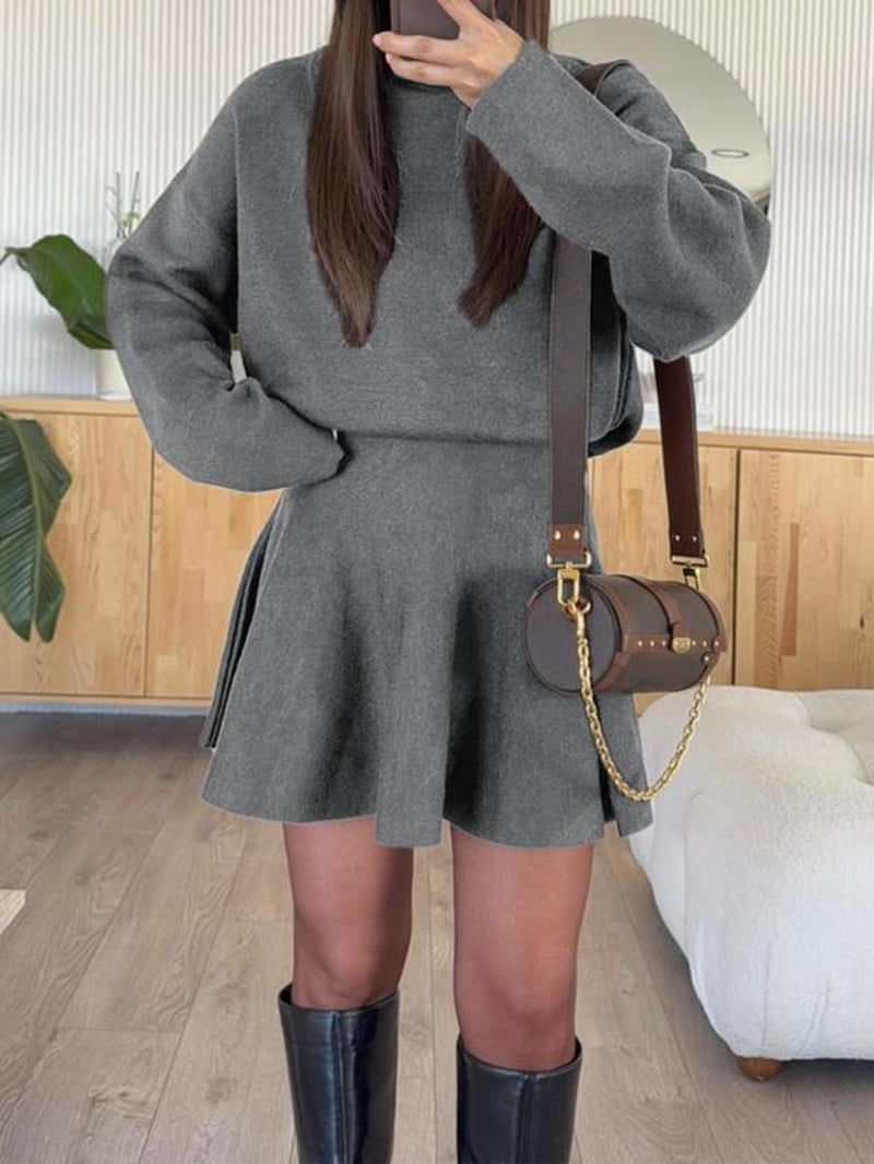 Chic Women's Loose-Fitting Half-High Neck Knit Dress - Perfect for Fall & Winter Casual Style