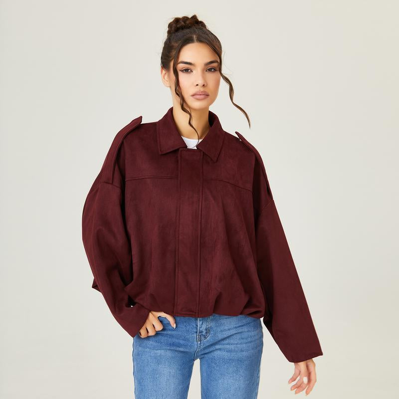 Chic Women's Winter Vintage Zipper Jacket - Cozy Collared Outerwear for Every Occasion