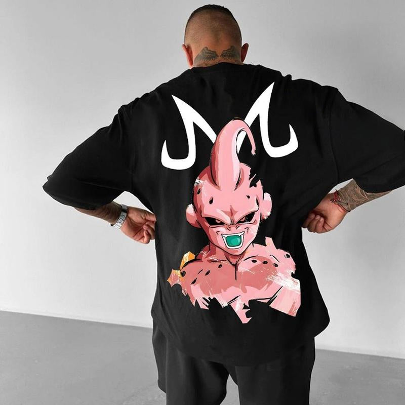 Retro Unisex 80S 90S Dragon Ball DBZ Majin Kid Buu Oversized Streetwear Singlet Muscle Cotton Outfits Men Summer Graphic T-Shirts Men'S Graphic Tees Fits Vacation Outfits Anime Gifts Breathable
