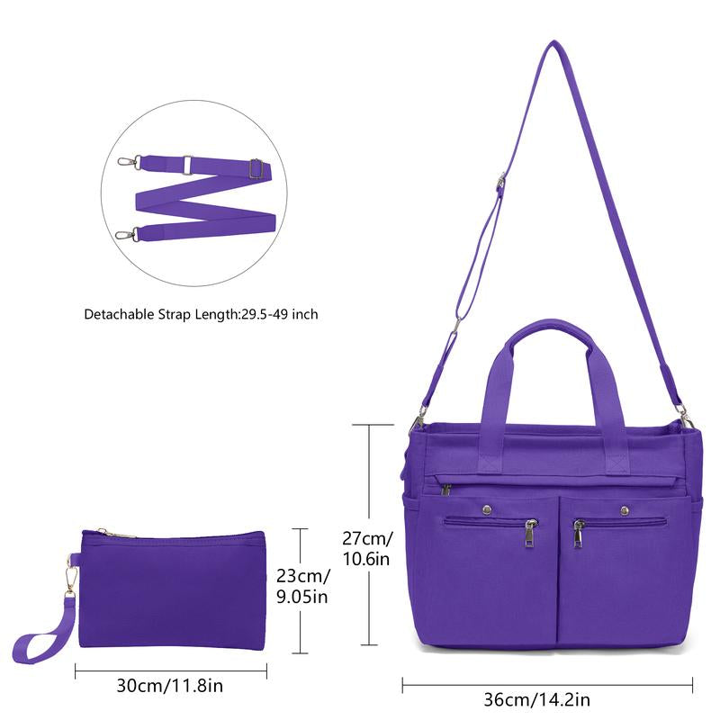 Set of 2 Large Canvas Tote Bags for Women - Versatile Crossbody Shoulder Hobo Messenger Handbags for Work, Travel, and Gym