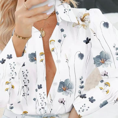 Mecha Shirts Button down Printed Lantern Long Sleeve Blouse Fashion Causal Tops 2025