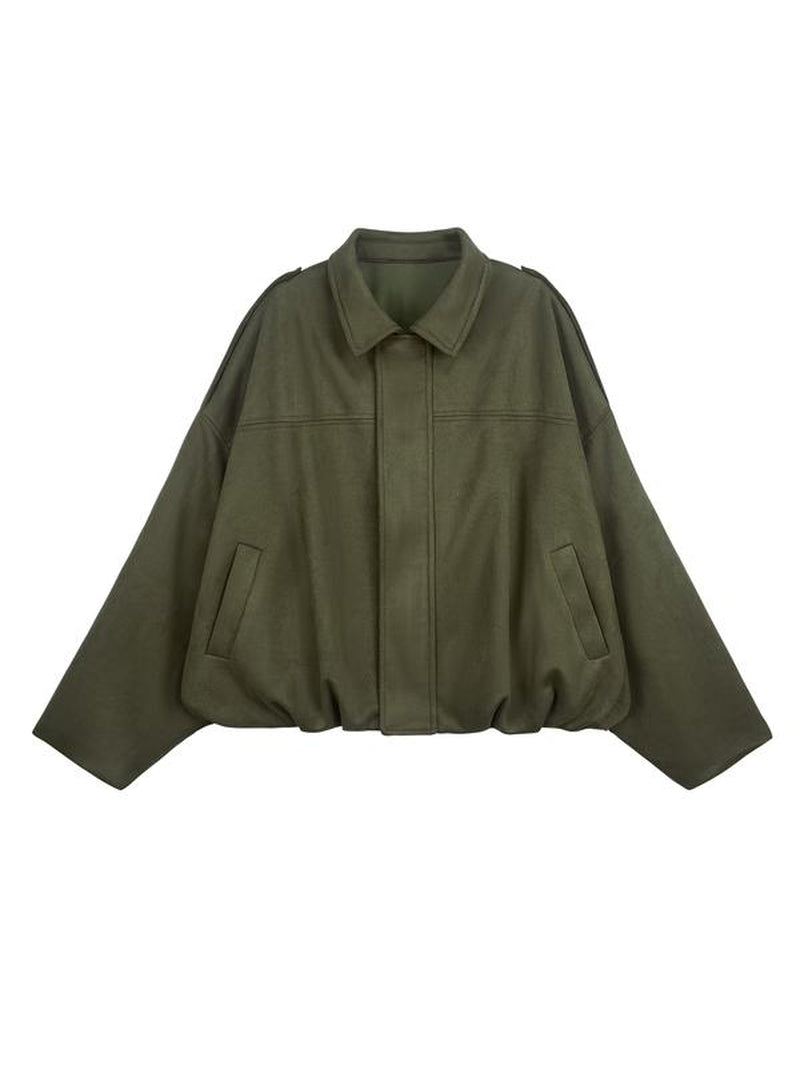 Women'S Faux Suede Bomber Jacket, Casual Oversized Fashion Outerwear, Trendy Street Style Y2K Top, Elegant Design, All Seasons Wearable