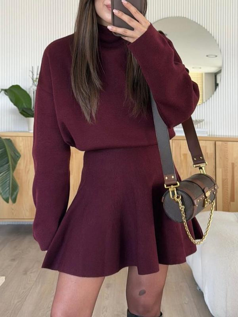 Chic Women's Loose-Fitting Half-High Neck Knit Dress - Perfect for Fall & Winter Casual Style