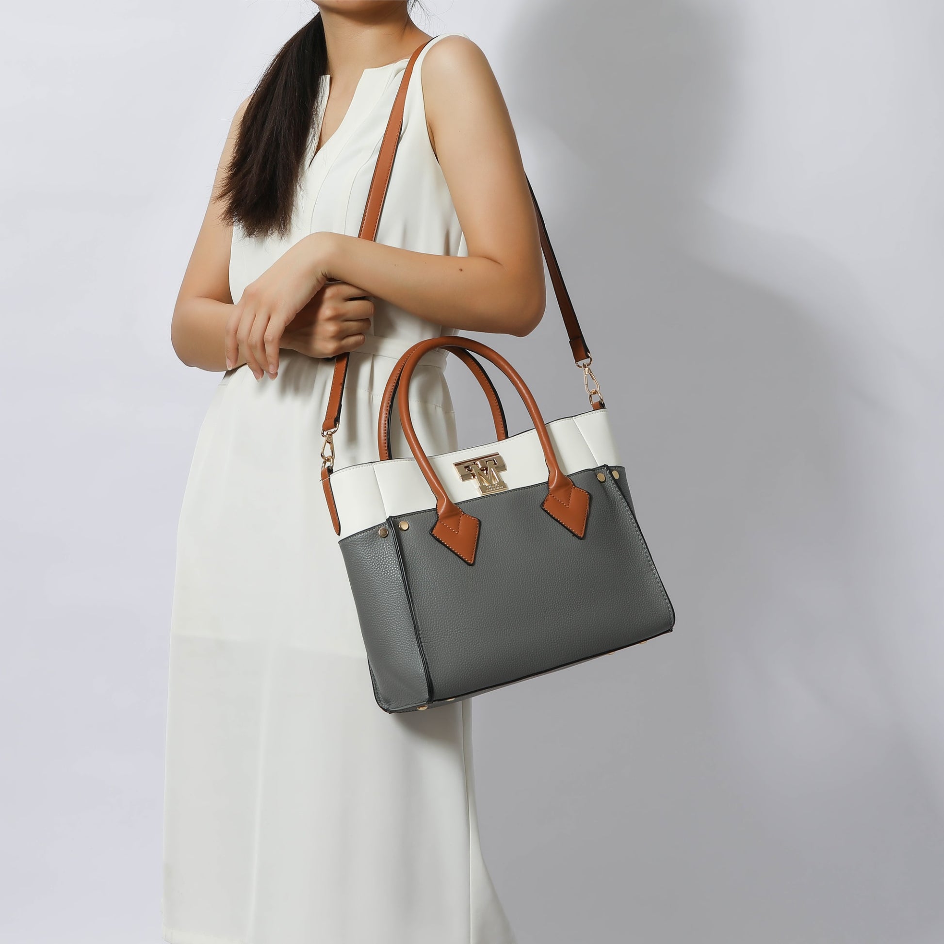 Brynlee Women's Tote Bag & Wristlet Wallet, Crossbody Purse Handbag 2 Pcs by Mia K - Navy