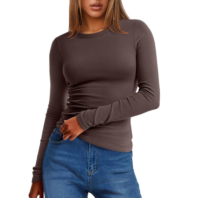 ANRABESS Women's Long Sleeve Thermal Crewneck Top - Slim Fit Casual Winter Undershirt for Fall 2025