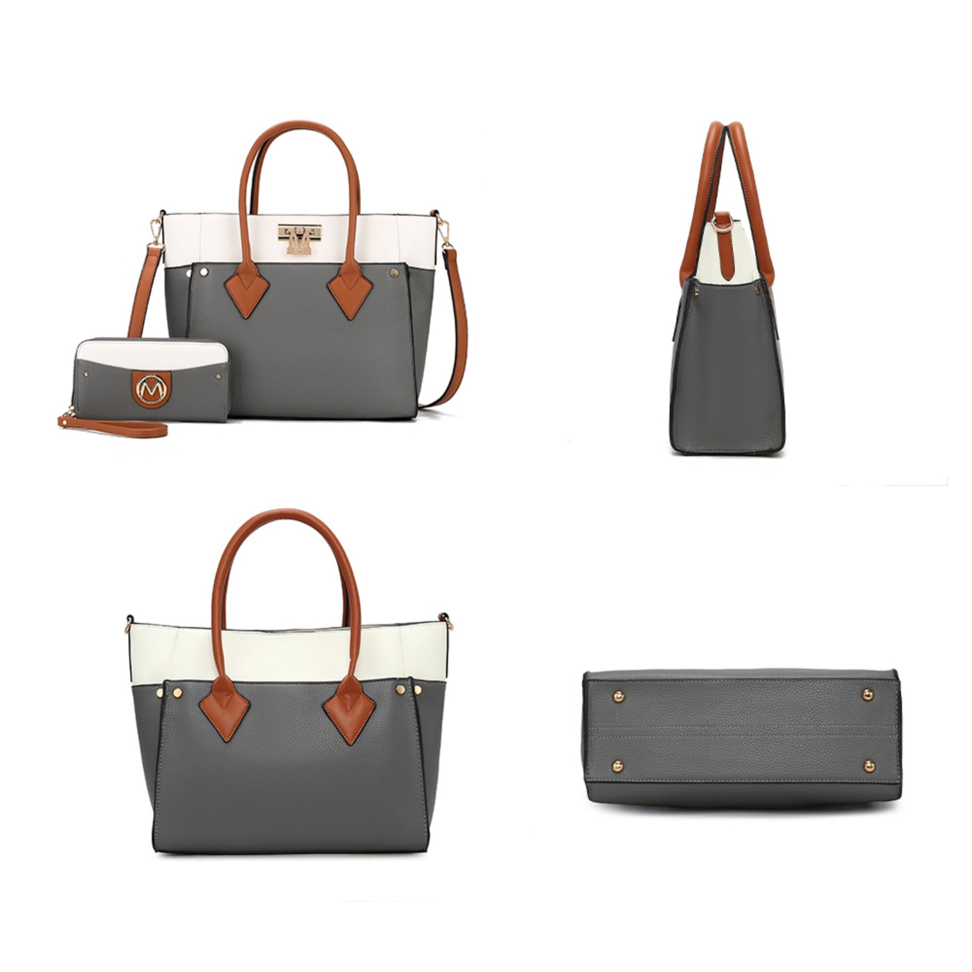 Brynlee Women's Tote Bag & Wristlet Wallet, Crossbody Purse Handbag 2 Pcs by Mia K - Navy