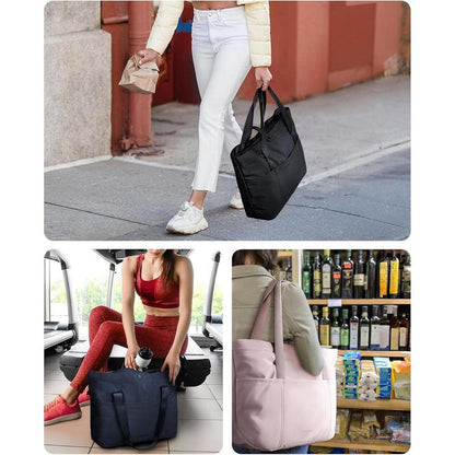 BAGSMART Tote Bag for Women, Foldable Tote Bag with Zipper Large Shoulder Bag Top Handle Handbag for Travel, Work Folding Canvas Day Carry on Fabric