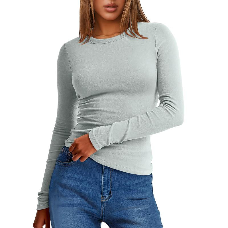 ANRABESS Women's Long Sleeve Thermal Crewneck Top - Slim Fit Casual Winter Undershirt for Fall 2025