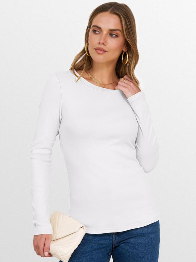 ANRABESS Women's Long Sleeve Thermal Crewneck Top - Slim Fit Casual Winter Undershirt for Fall 2025