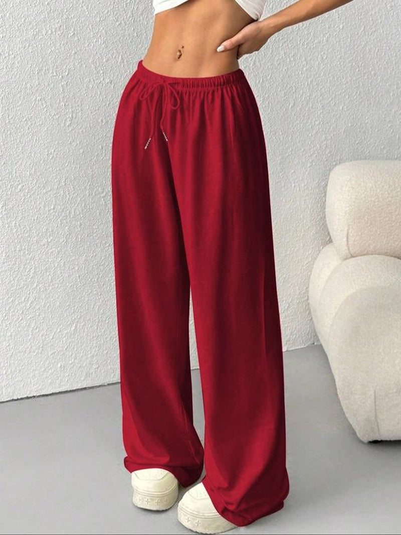 Women's Casual Loose-Fit Drawstring Pants, 3-Pack Plain Long Trousers, Comfortable Fabric Wide Leg Home Wear, Suitable for Spring Summer Fall Outdoor