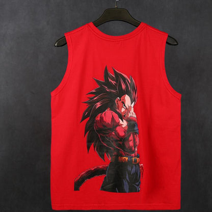 Urban Streetwear Retro Unisex Tank Top featuring Dragon Ball Z Goku - Oversized Cotton Muscle Tee for Men, Perfect for Summer Vacations and Anime Enthusiasts