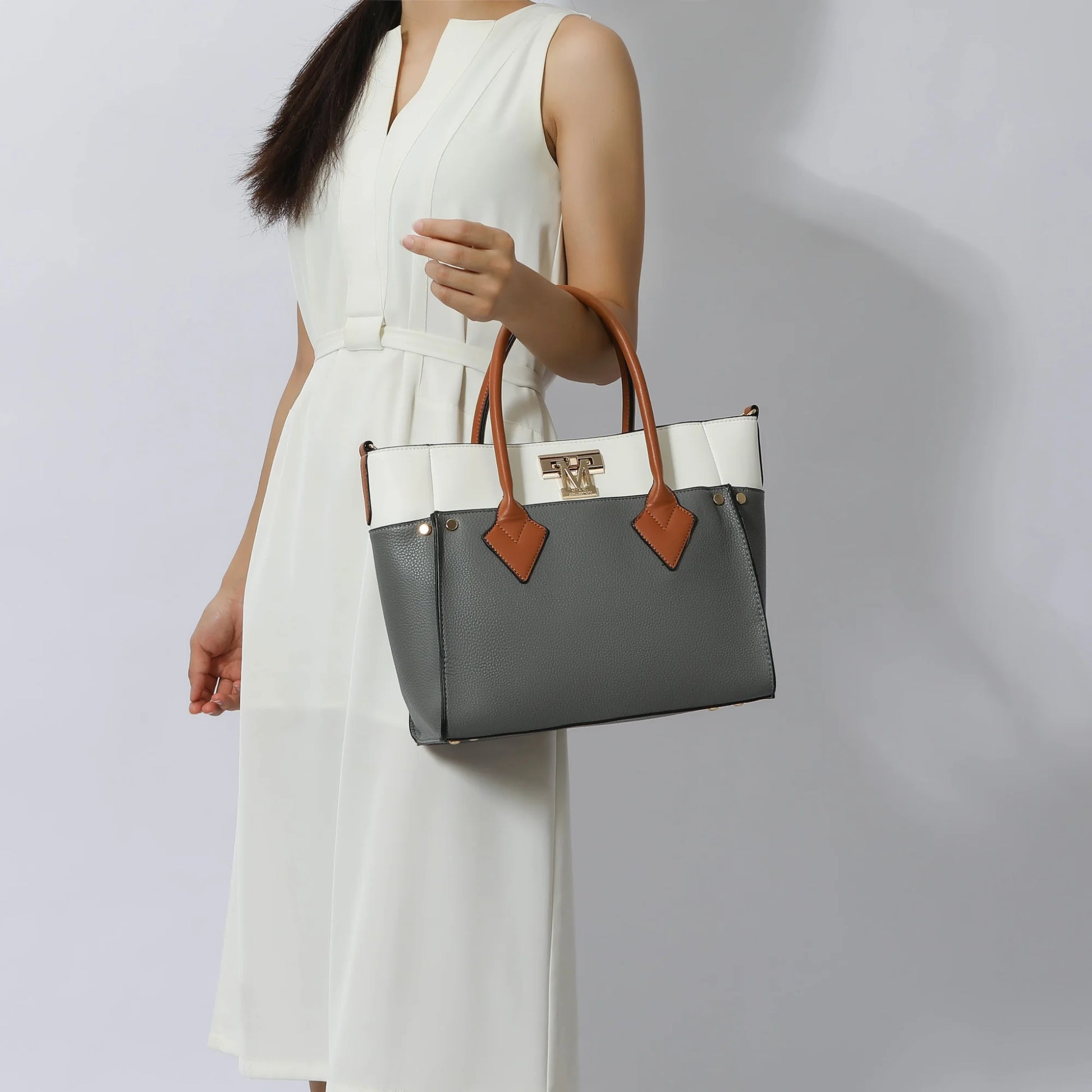 Brynlee Women's Tote Bag & Wristlet Wallet, Crossbody Purse Handbag 2 Pcs by Mia K - Navy