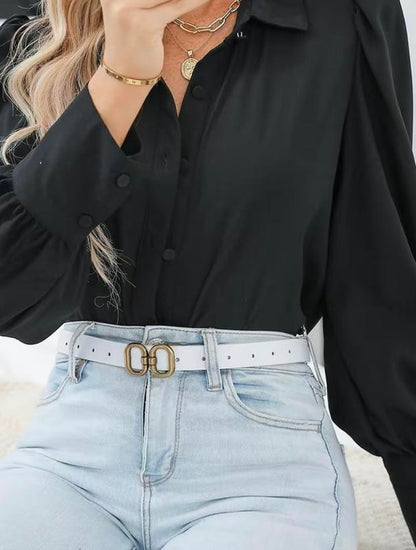 Mecha Shirts Button down Printed Lantern Long Sleeve Blouse Fashion Causal Tops 2025