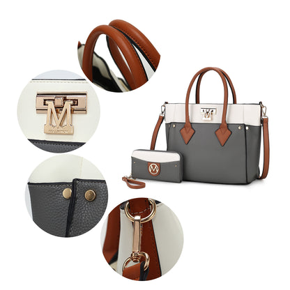 Brynlee Women's Tote Bag & Wristlet Wallet, Crossbody Purse Handbag 2 Pcs by Mia K - Navy