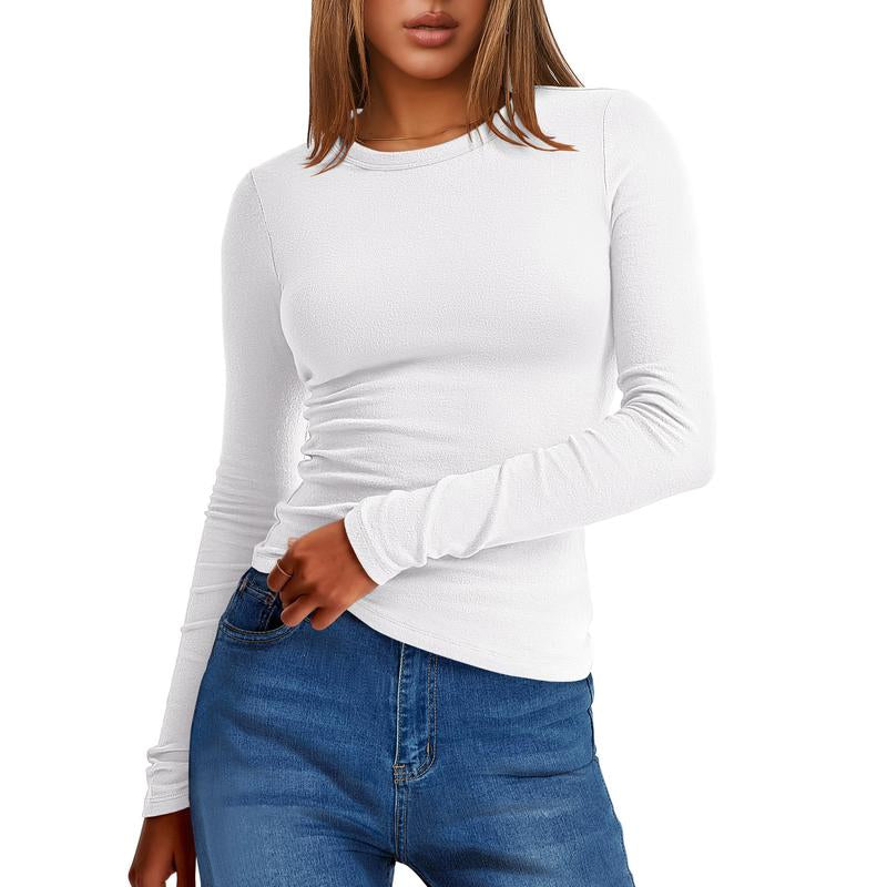 ANRABESS Women's Long Sleeve Thermal Crewneck Top - Slim Fit Casual Winter Undershirt for Fall 2025