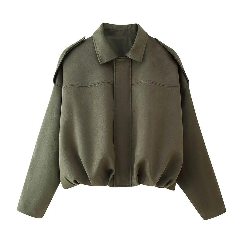 Chic Women's Winter Vintage Zipper Jacket - Cozy Collared Outerwear for Every Occasion