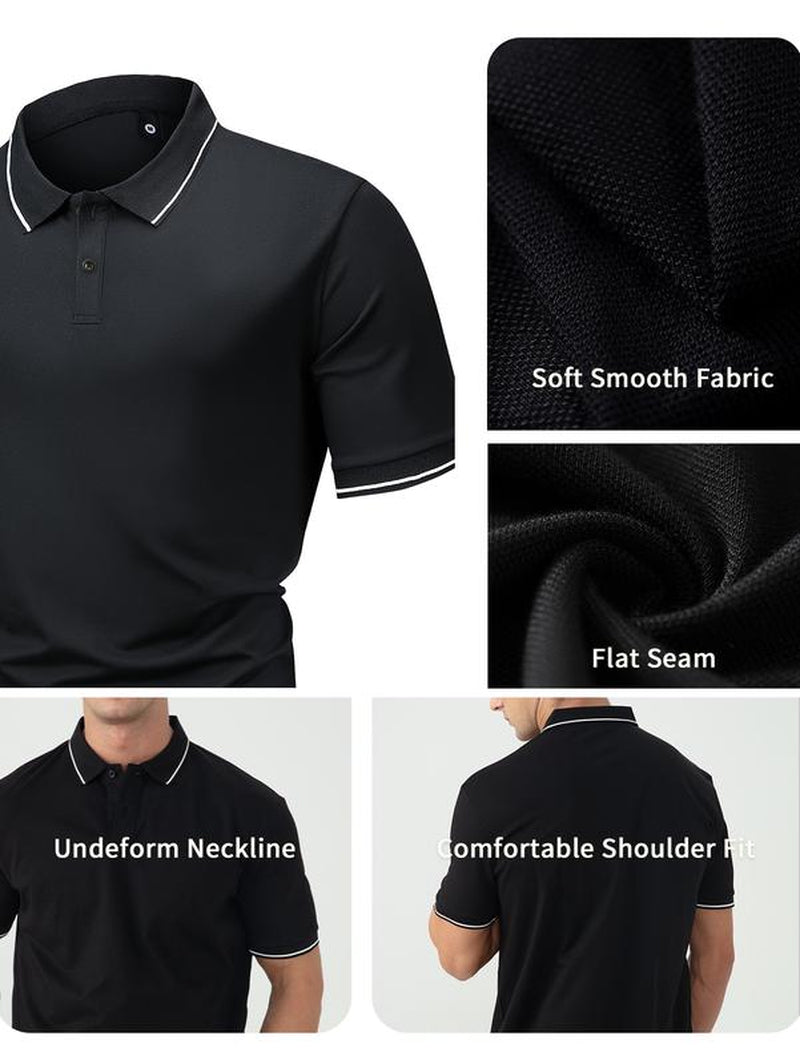 5 Pcs Men's Premium Comfort Polo Shirt Regular Fit Casual Fashion Short Sleeve Polo Collar Shirt Top Polo Shirts for Men Fall Tops Mens Clothing Soft Breathable Stretch Fabric Cold Wash Friendly