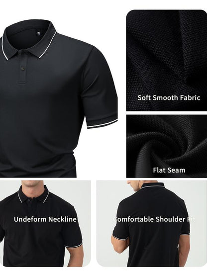 5 Pcs Men's Premium Comfort Polo Shirt Regular Fit Casual Fashion Short Sleeve Polo Collar Shirt Top Polo Shirts for Men Fall Tops Mens Clothing Soft Breathable Stretch Fabric Cold Wash Friendly