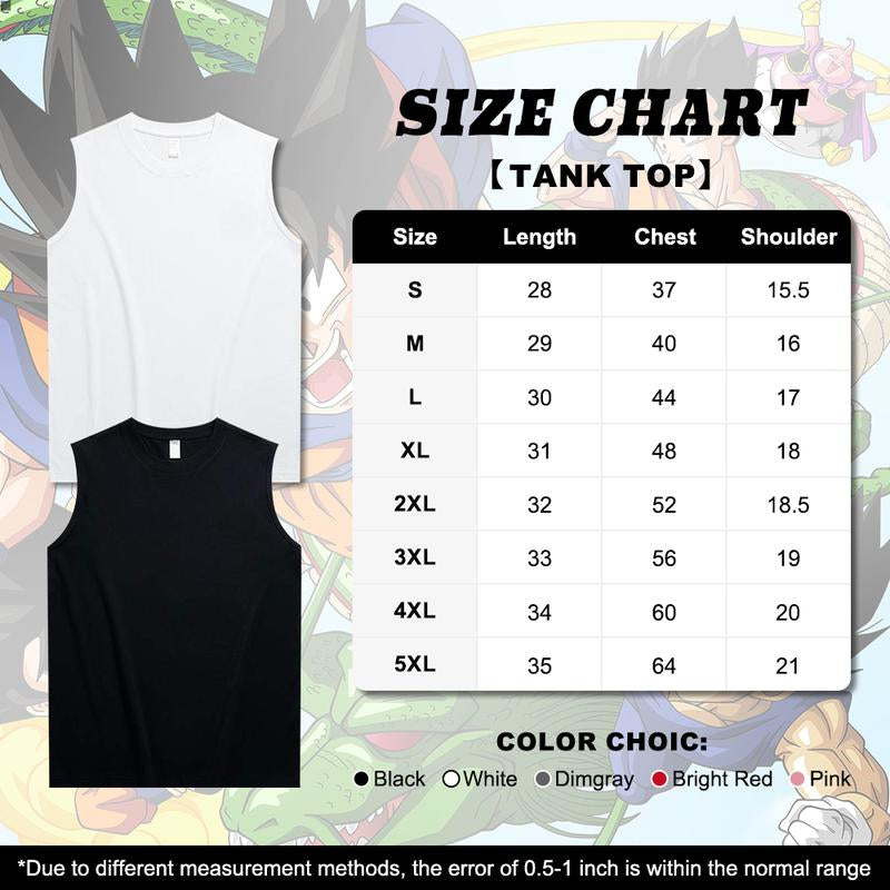 Urban Streetwear Retro Unisex Tank Top featuring Dragon Ball Z Goku - Oversized Cotton Muscle Tee for Men, Perfect for Summer Vacations and Anime Enthusiasts