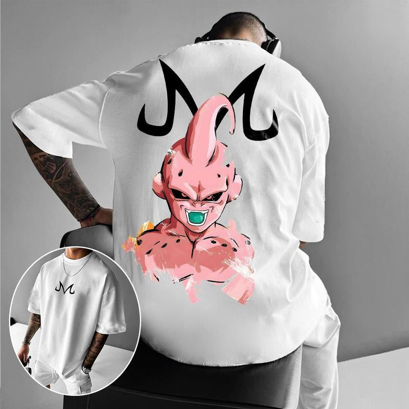 Retro Unisex 80S 90S Dragon Ball DBZ Majin Kid Buu Oversized Streetwear Singlet Muscle Cotton Outfits Men Summer Graphic T-Shirts Men'S Graphic Tees Fits Vacation Outfits Anime Gifts Breathable