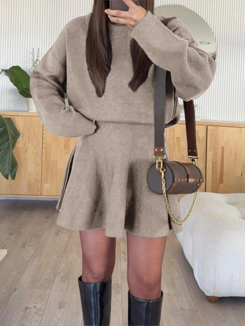 Chic Women's Loose-Fitting Half-High Neck Knit Dress - Perfect for Fall & Winter Casual Style