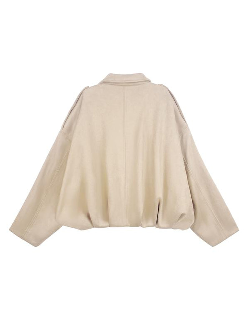 Women'S Faux Suede Bomber Jacket, Casual Oversized Fashion Outerwear, Trendy Street Style Y2K Top, Elegant Design, All Seasons Wearable