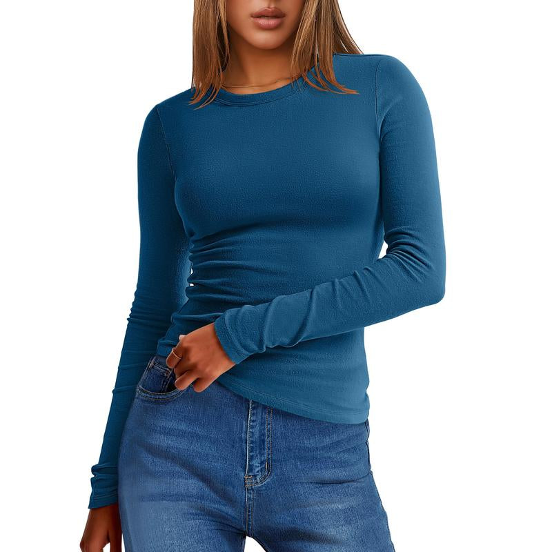 ANRABESS Women's Long Sleeve Thermal Crewneck Top - Slim Fit Casual Winter Undershirt for Fall 2025