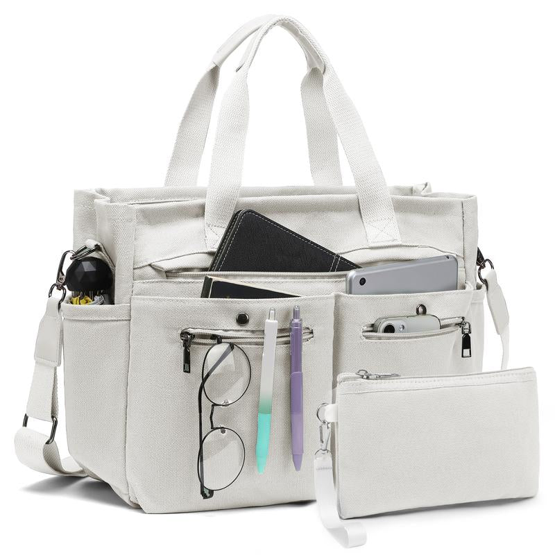 Set of 2 Large Canvas Tote Bags for Women - Versatile Crossbody Shoulder Hobo Messenger Handbags for Work, Travel, and Gym