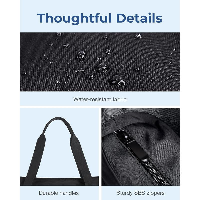 BAGSMART Tote Bag for Women, Foldable Tote Bag with Zipper Large Shoulder Bag Top Handle Handbag for Travel, Work Folding Canvas Day Carry on Fabric