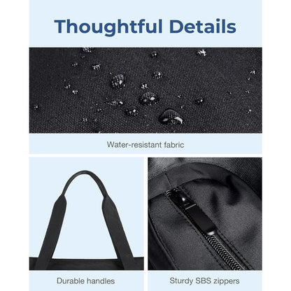 BAGSMART Tote Bag for Women, Foldable Tote Bag with Zipper Large Shoulder Bag Top Handle Handbag for Travel, Work Folding Canvas Day Carry on Fabric