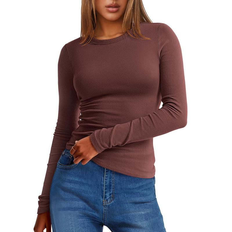 ANRABESS Women's Long Sleeve Thermal Crewneck Top - Slim Fit Casual Winter Undershirt for Fall 2025