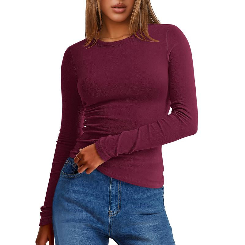 ANRABESS Women's Long Sleeve Thermal Crewneck Top - Slim Fit Casual Winter Undershirt for Fall 2025