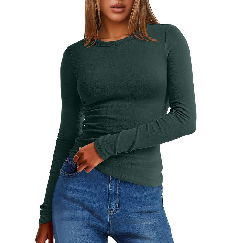 ANRABESS Women's Long Sleeve Thermal Crewneck Top - Slim Fit Casual Winter Undershirt for Fall 2025