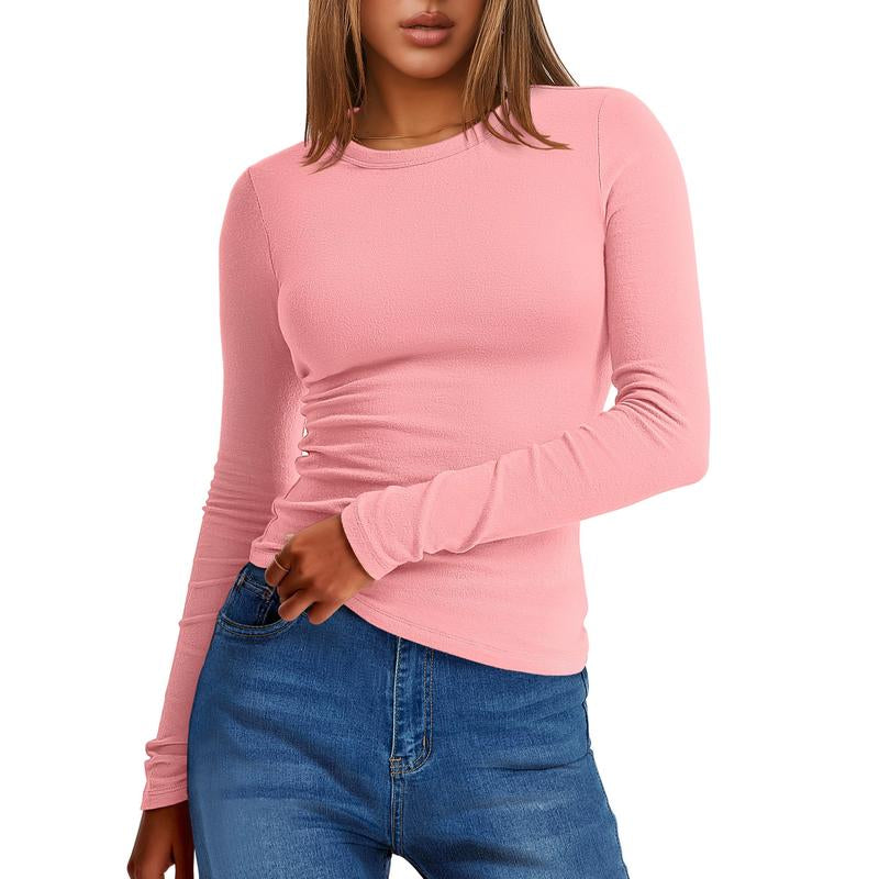 ANRABESS Women's Long Sleeve Thermal Crewneck Top - Slim Fit Casual Winter Undershirt for Fall 2025