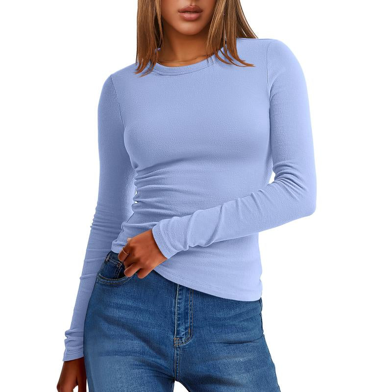 ANRABESS Women's Long Sleeve Thermal Crewneck Top - Slim Fit Casual Winter Undershirt for Fall 2025