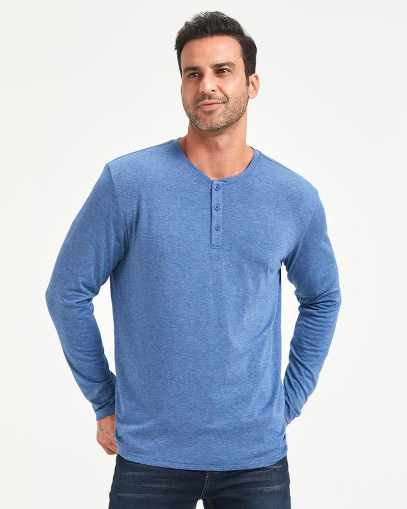 Liloak Men's Long Sleeve Henley T-Shirts 4-Pack, Multi-Color Breathable Tees with 3 Buttons