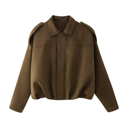 Chic Women's Winter Vintage Zipper Jacket - Cozy Collared Outerwear for Every Occasion