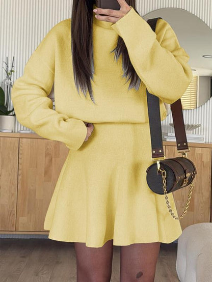 Chic Women's Loose-Fitting Half-High Neck Knit Dress - Perfect for Fall & Winter Casual Style