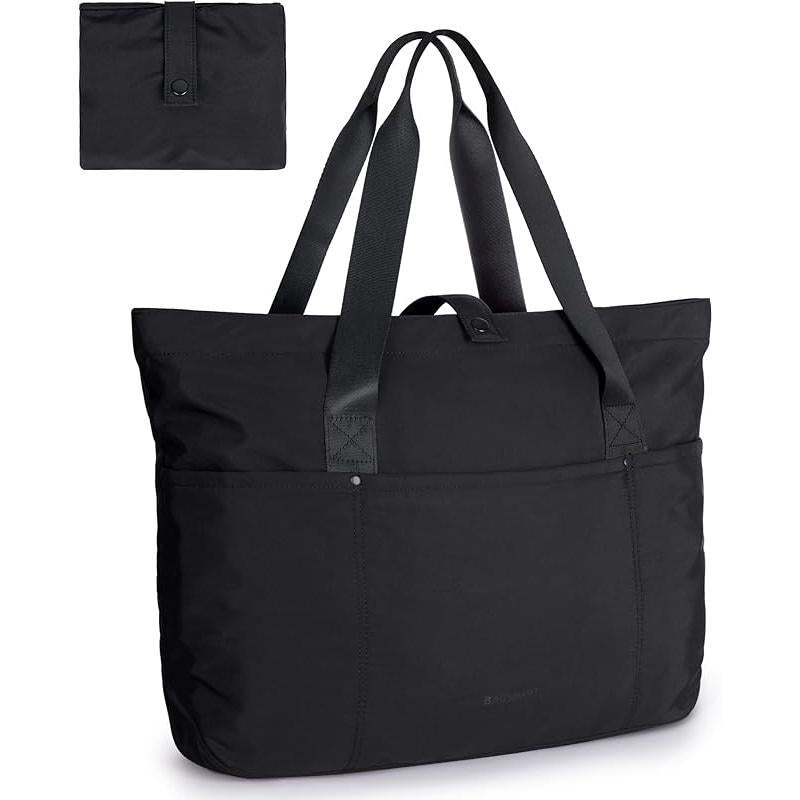 BAGSMART Tote Bag for Women, Foldable Tote Bag with Zipper Large Shoulder Bag Top Handle Handbag for Travel, Work Folding Canvas Day Carry on Fabric